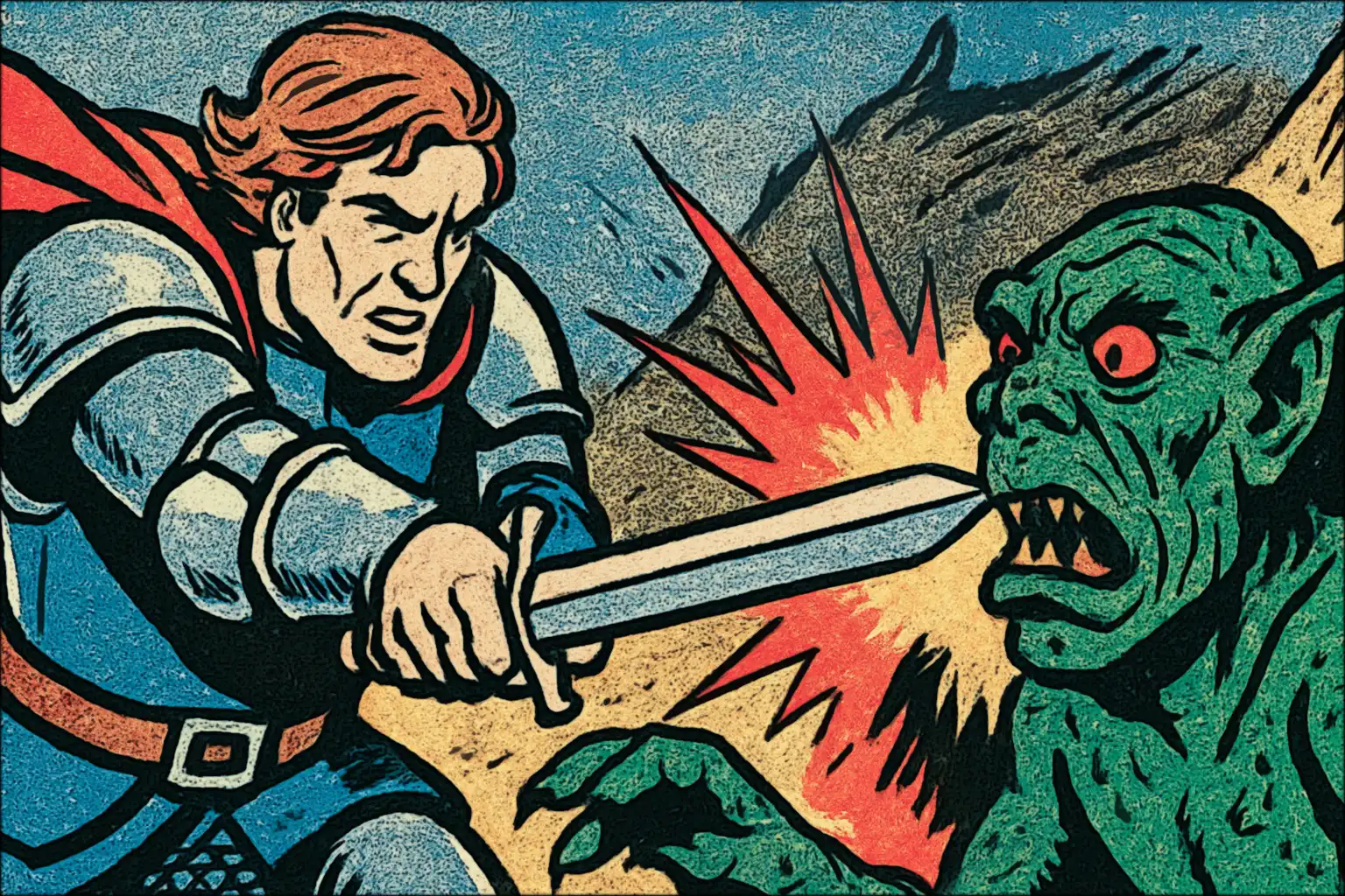 A fighter making a determined sword strike