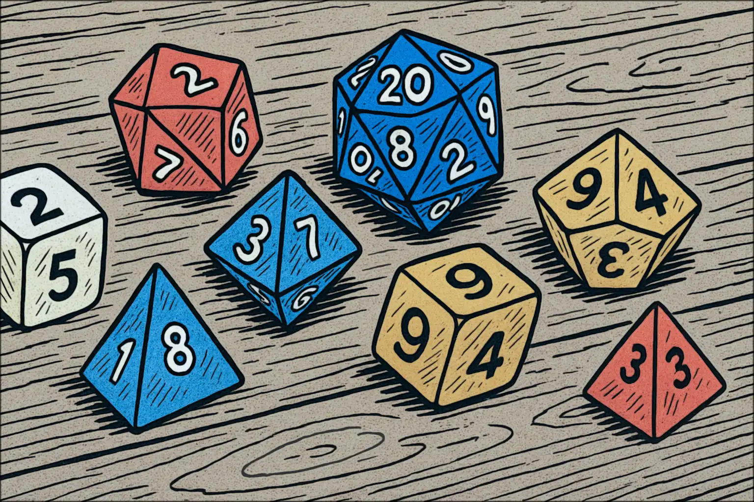 Dice clattering across a table for an initiative roll