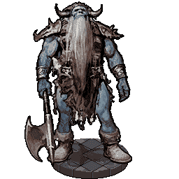 A towering Frost Giant wielding a colossal axe