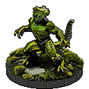 A Lizardfolk warrior emerging from a swamp